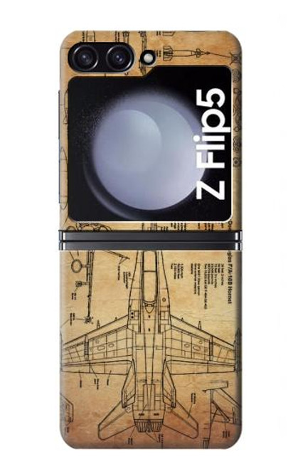 S3868 Aircraft Blueprint Old Paper Case For Samsung Galaxy Z Flip 5