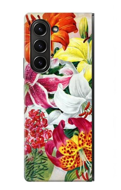 S3205 Retro Art Flowers Case For Samsung Galaxy Z Fold 5
