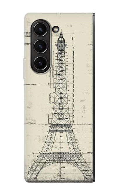 S3474 Eiffel Architectural Drawing Case For Samsung Galaxy Z Fold 5