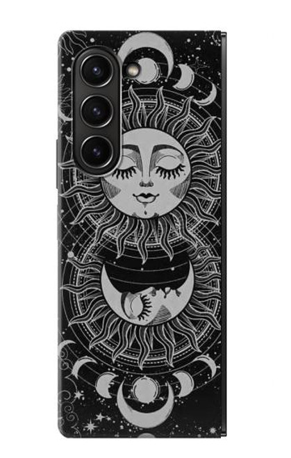 S3854 Mystical Sun Face Crescent Moon Case For Samsung Galaxy Z Fold 5