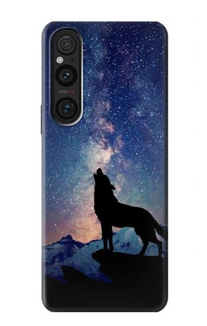 S3555 Wolf Howling Million Star Case For Sony Xperia 1 V