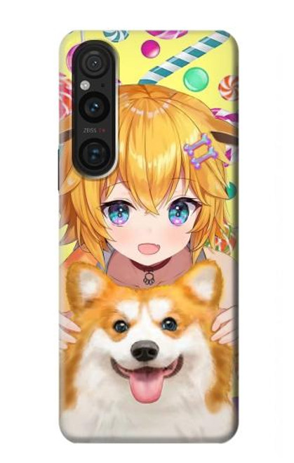 S3918 Baby Corgi Dog Corgi Girl Candy Case For Sony Xperia 1 V