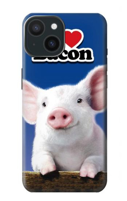 S0608 I Love Bacon Cute Baby Pig Case For iPhone 15