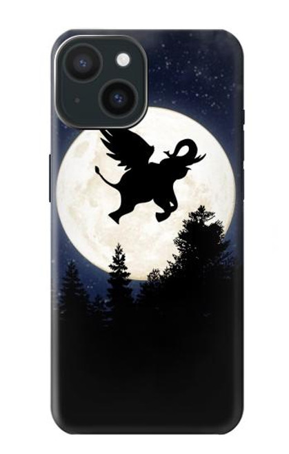 S3323 Flying Elephant Full Moon Night Case For iPhone 15