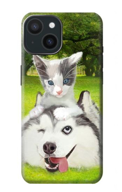 S3795 Kitten Cat Playful Siberian Husky Dog Paint Case For iPhone 15