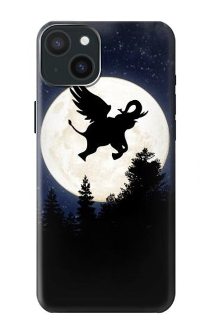 S3323 Flying Elephant Full Moon Night Case For iPhone 15 Plus