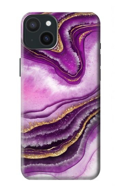 S3896 Purple Marble Gold Streaks Case For iPhone 15 Plus