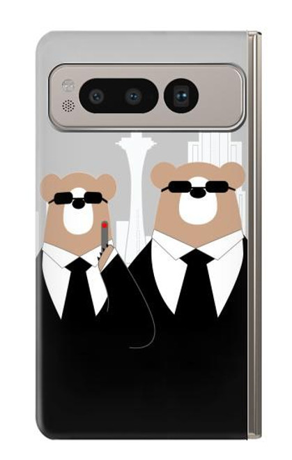 S3557 Bear in Black Suit Case For Google Pixel Fold