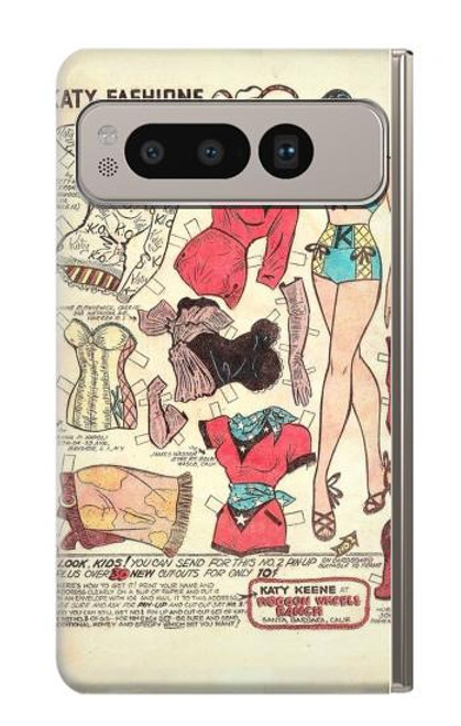 S3820 Vintage Cowgirl Fashion Paper Doll Case For Google Pixel Fold