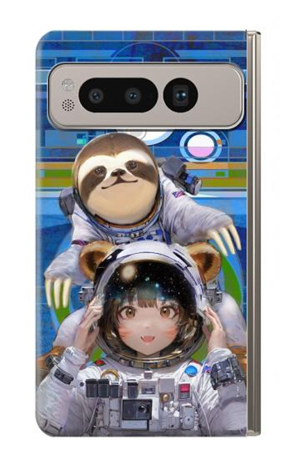 S3915 Raccoon Girl Baby Sloth Astronaut Suit Case For Google Pixel Fold