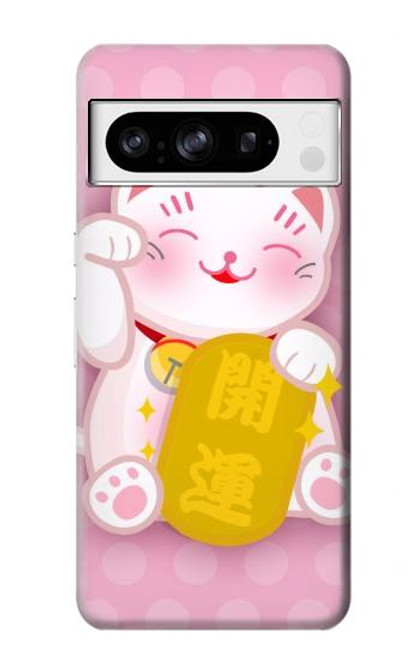 S3025 Pink Maneki Neko Lucky Cat Case For Google Pixel 8 pro