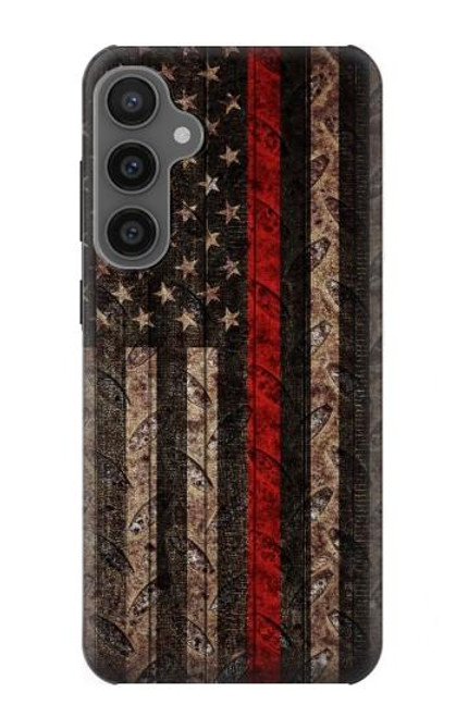 S3804 Fire Fighter Metal Red Line Flag Graphic Case For Samsung Galaxy S23 FE