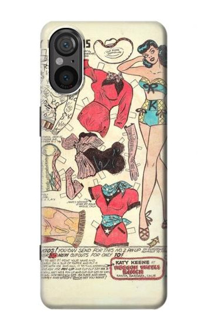 S3820 Vintage Cowgirl Fashion Paper Doll Case For Sony Xperia 5 V