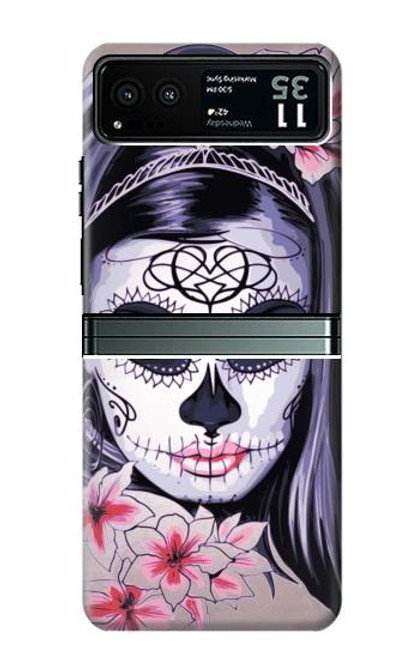 S3821 Sugar Skull Steam Punk Girl Gothic Case For Motorola Razr 40