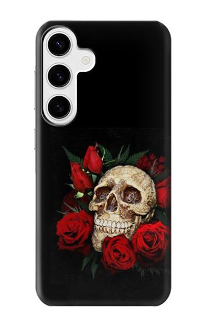 S3753 Dark Gothic Goth Skull Roses Case For Samsung Galaxy S24 Plus