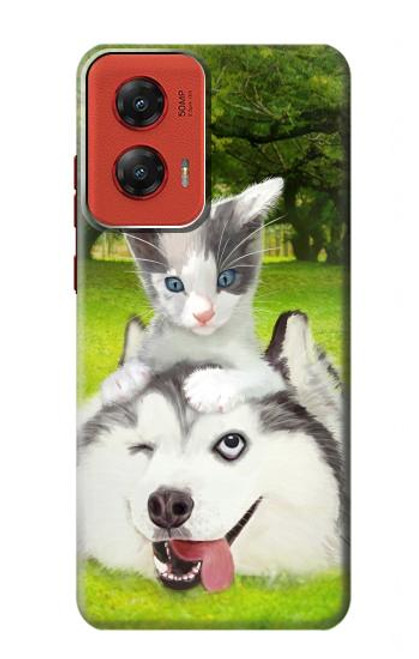 S3795 Kitten Cat Playful Siberian Husky Dog Paint Case For Motorola Moto G Stylus 5G (2024)