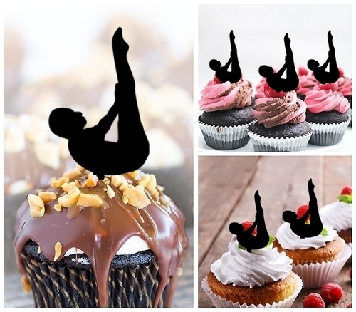 TA0077 Diving Swimmer Silhouette Party Wedding Birthday Acrylic Cupcake Toppers Decor 10 pcs