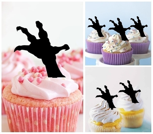 TA0309 Alien Monster Claw Silhouette Party Wedding Birthday Acrylic Cupcake Toppers Decor 10 pcs