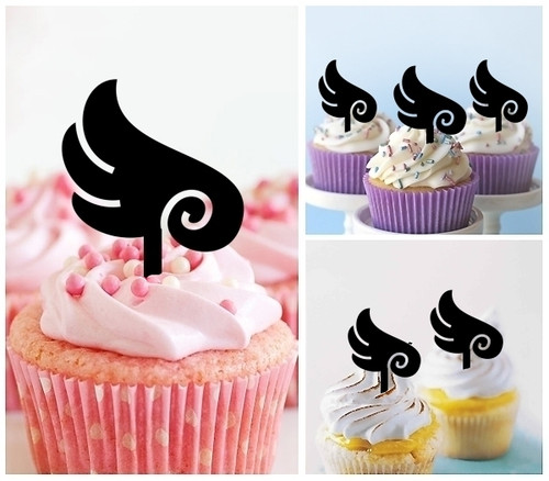 TA0549 Cute Angel Wing Silhouette Party Wedding Birthday Acrylic Cupcake Toppers Decor 10 pcs