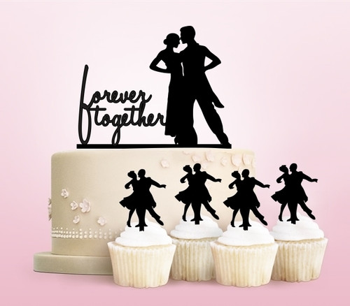 TC0028 Forever Together Party Wedding Birthday Acrylic Cake Topper Cupcake Toppers Decor Set 11 pcs