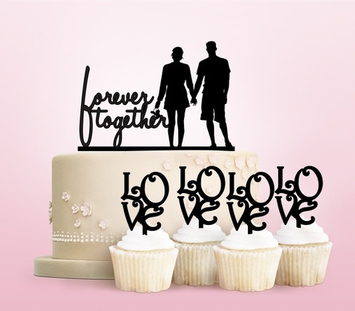 TC0051 Forever Together Party Wedding Birthday Acrylic Cake Topper Cupcake Toppers Decor Set 11 pcs