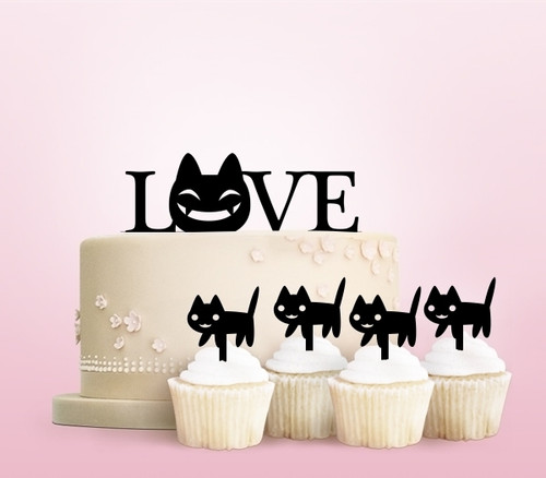 TC0076 Love Halloween Cat Party Wedding Birthday Acrylic Cake Topper Cupcake Toppers Decor Set 11 pcs