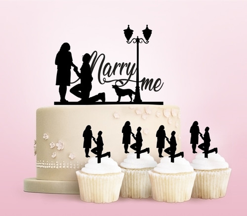 TC0077 Marry Me Propose Party Wedding Birthday Acrylic Cake Topper Cupcake Toppers Decor Set 11 pcs