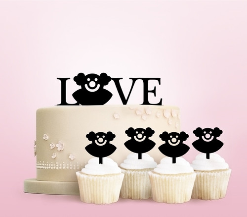TC0081 Love Bozo Circus Party Wedding Birthday Acrylic Cake Topper Cupcake Toppers Decor Set 11 pcs