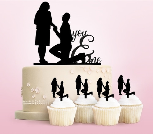 TC0086 You and Me Marriage Propose Party Wedding Birthday Acrylic Cake Topper Cupcake Toppers Decor Set 11 pcs