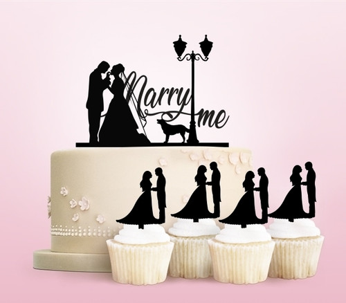 TC0116 Marry Me Party Wedding Birthday Acrylic Cake Topper Cupcake Toppers Decor Set 11 pcs
