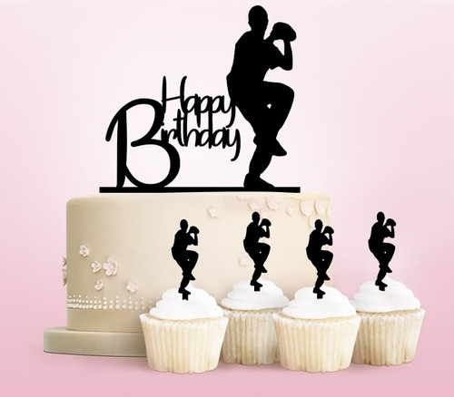 TC0129 Happy Birthday Baseball Party Wedding Birthday Acrylic Cake Topper Cupcake Toppers Decor Set 11 pcs