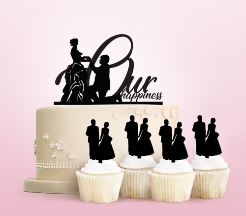 TC0139 Our Happiness Propose Marry Party Wedding Birthday Acrylic Cake Topper Cupcake Toppers Decor Set 11 pcs