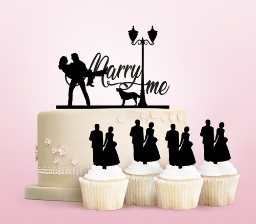 TC0148 Marry Me Family Party Wedding Birthday Acrylic Cake Topper Cupcake Toppers Decor Set 11 pcs