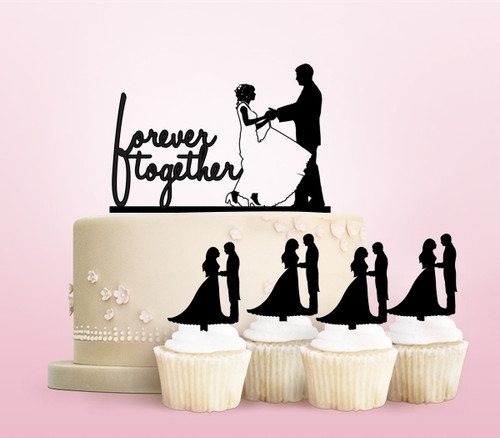 TC0178 Forever Together Marry Bride Groom Party Wedding Birthday Acrylic Cake Topper Cupcake Toppers Decor Set 11 pcs