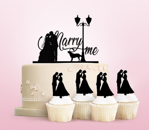 TC0184 Marry Me Love Kiss Marry Party Wedding Birthday Acrylic Cake Topper Cupcake Toppers Decor Set 11 pcs