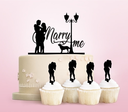 TC0197 Marry Me Party Wedding Birthday Acrylic Cake Topper Cupcake Toppers Decor Set 11 pcs