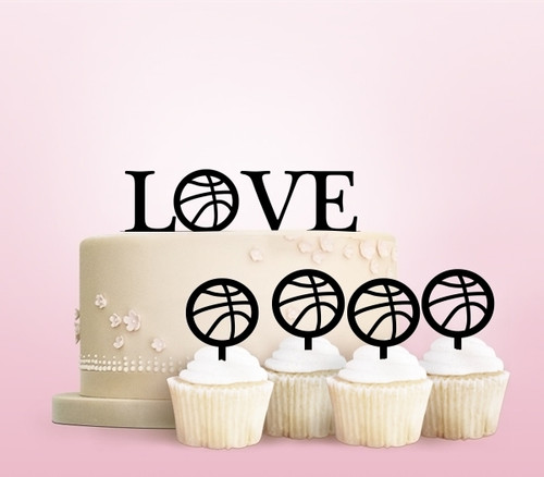 TC0198 Love Basketball Party Wedding Birthday Acrylic Cake Topper Cupcake Toppers Decor Set 11 pcs