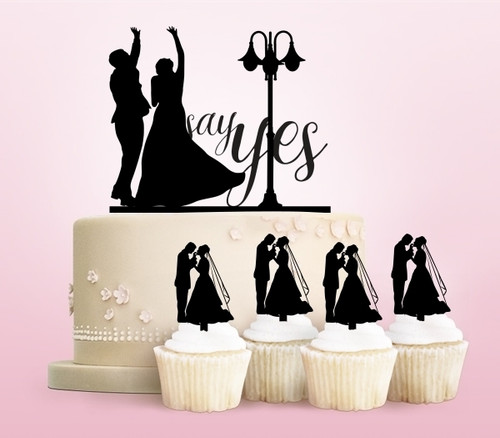 TC0205 Say Yes Marry Party Wedding Birthday Acrylic Cake Topper Cupcake Toppers Decor Set 11 pcs