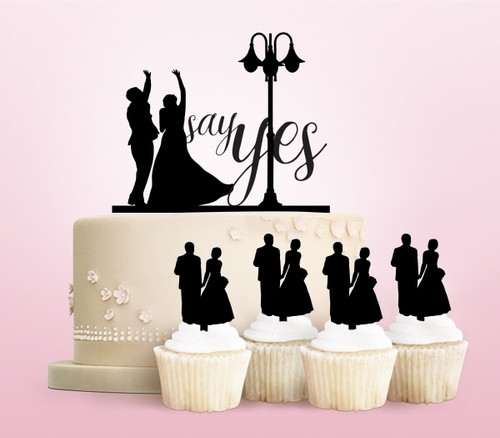 TC0217 Say Yes Marry Party Wedding Birthday Acrylic Cake Topper Cupcake Toppers Decor Set 11 pcs