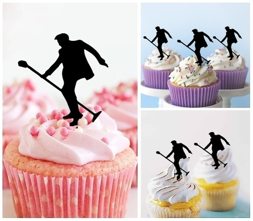 TA0699 Rock Star Dancing Silhouette Party Wedding Birthday Acrylic Cupcake Toppers Decor 10 pcs