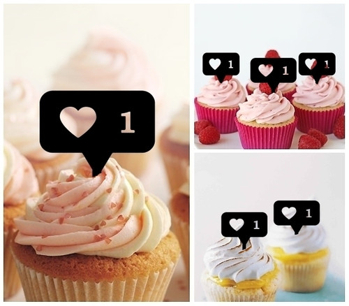 TA1042 Social Love Heart Silhouette Party Wedding Birthday Acrylic Cupcake Toppers Decor 10 pcs