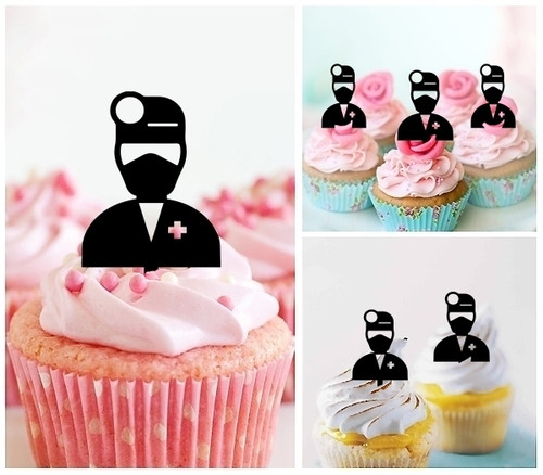 TA1093 Sugery Doctor Silhouette Party Wedding Birthday Acrylic Cupcake Toppers Decor 10 pcs