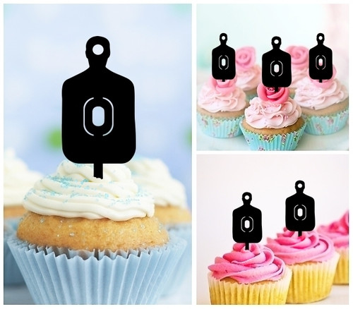 TA1108 Shooting Target Silhouette Party Wedding Birthday Acrylic Cupcake Toppers Decor 10 pcs