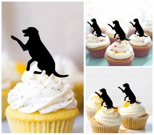 TA1136 Sitting Dog Silhouette Party Wedding Birthday Acrylic Cupcake Toppers Decor 10 pcs