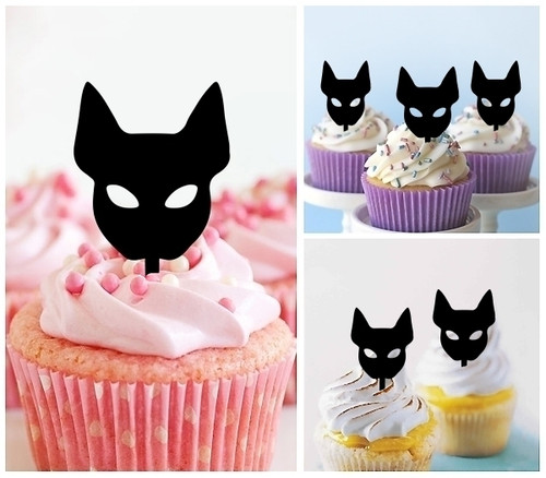 TA1159 Cat Silhouette Party Wedding Birthday Acrylic Cupcake Toppers Decor 10 pcs