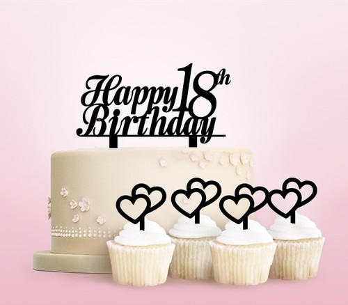 TC0220 Happy Birthday Age Number Party Wedding Birthday Acrylic Cake Topper Cupcake Toppers Decor Set 11 pcs