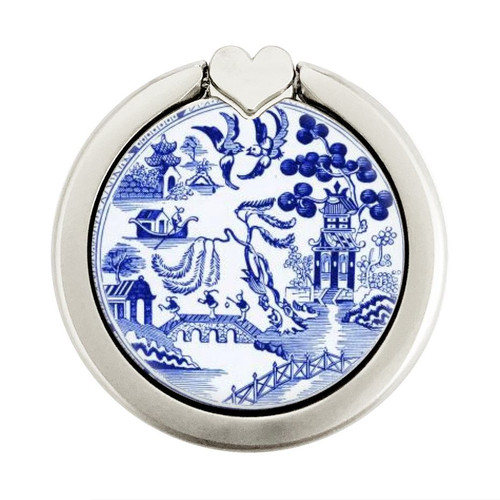 S2768 Willow Pattern Graphic Graphic Ring Holder and Pop Up Grip