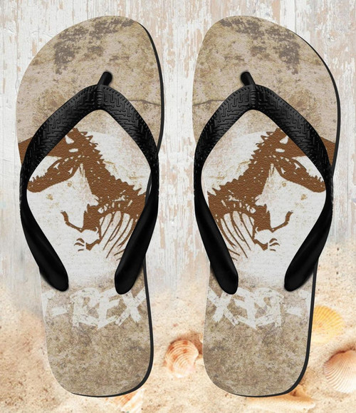 FA0237 T-Rex Jurassic Fossil Beach Slippers Sandals Flip Flops Unisex