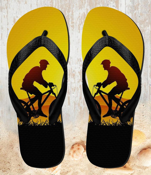 FA0243 Bicycle Bike Sunset Beach Slippers Sandals Flip Flops Unisex