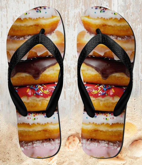 FA0253 Fancy Sweet Donuts Beach Slippers Sandals Flip Flops Unisex